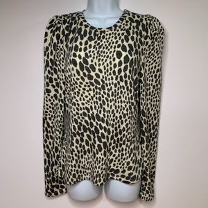 Valentine Animal Print Long Sleeve Puff Shoulder